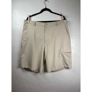 Slazenger Mens Golf Shorts Khaki Tan Size 38 Performance Stretch Flat Front Tech